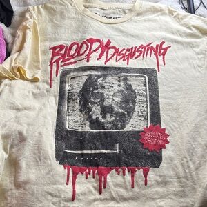 Blood Disgusting Graphic Tee - Cream and Red